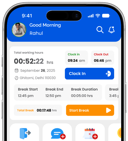 ZFour HRMS mobile app mockup
