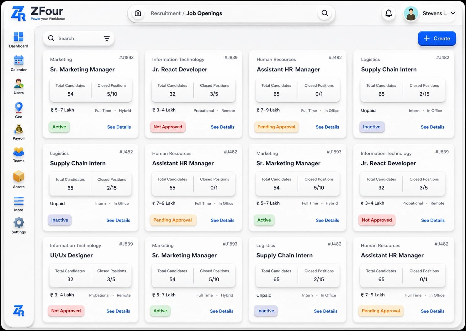Recruitment management system visual