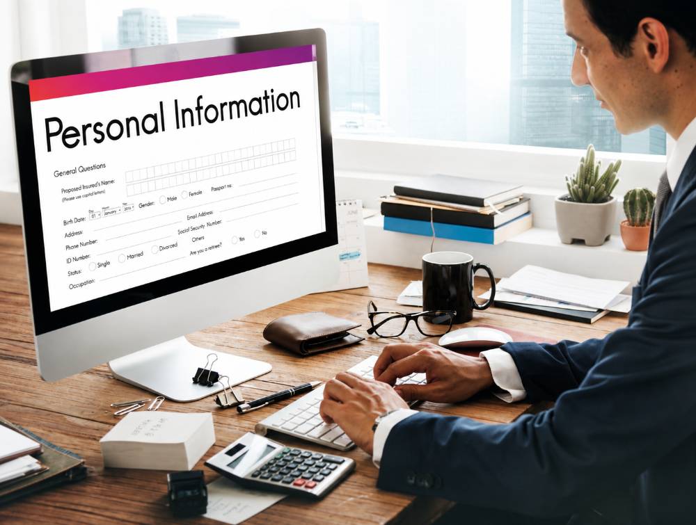 ZFour HRMS employee personal information management dashboard on a desktop computer