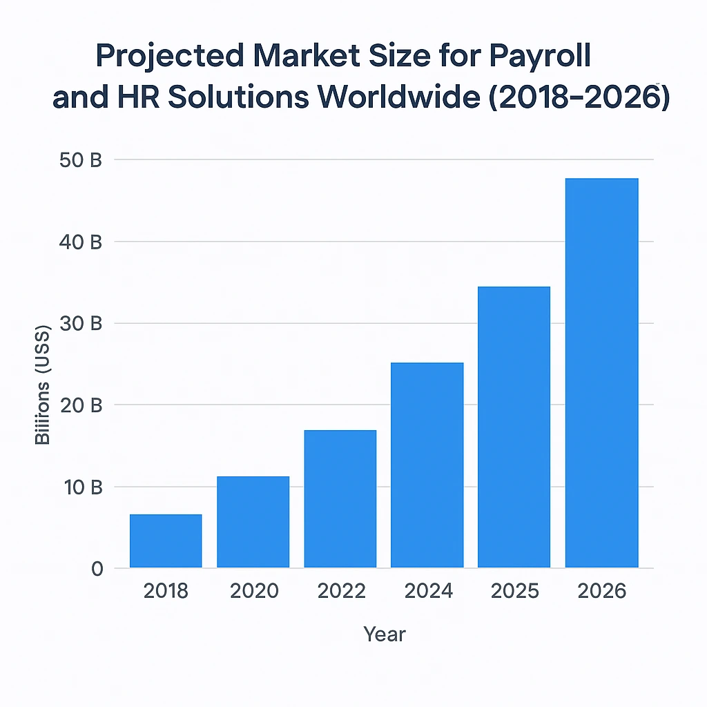 Line graph showing decreasing payroll costs using Payroll Automation 2026 with ZFour HRMS compared to rising costs of manual payroll from 2024 to 2026.