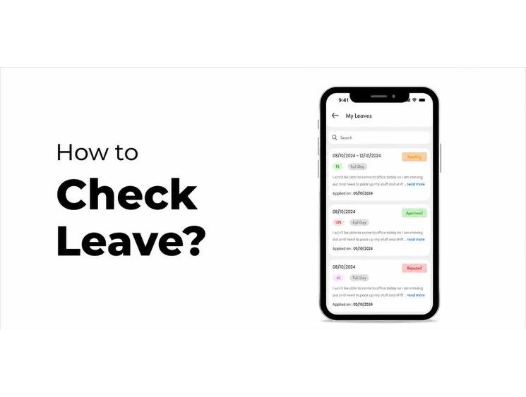How to check leave balance in ZFour HRMS portal showing employee leave records on mobile app