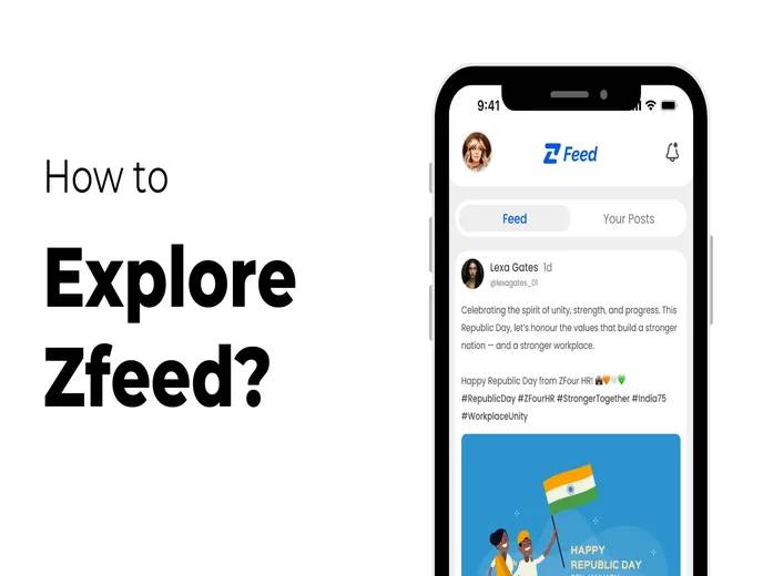 ZFeed social feed feature in the ZFour HRMS mobile app