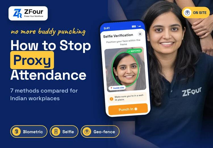 Employee marking geo-fenced selfie attendance on a phone at a workplace
